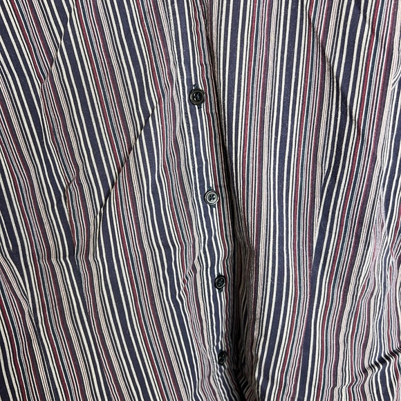 Hillard & Hanson Women's Striped Button Front Top Grey Red Size Large - Picture 6 of 11